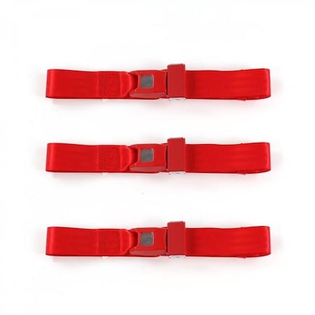 Geared2Golf Standard 2 Point Red Lap Bench Seat Belt Kit with 3 Belts for 1968-1974 Chevy Nova GE1351614